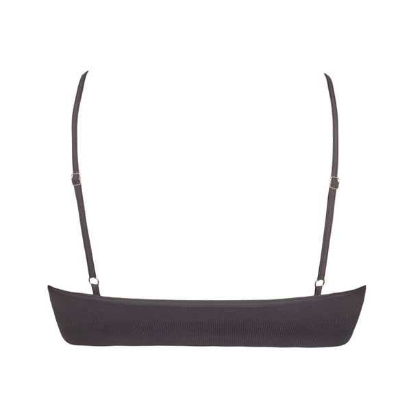 Elli Girls Bralette in Grey – back view showing adjustable straps and ribbed elastic band, wire-free starter bra