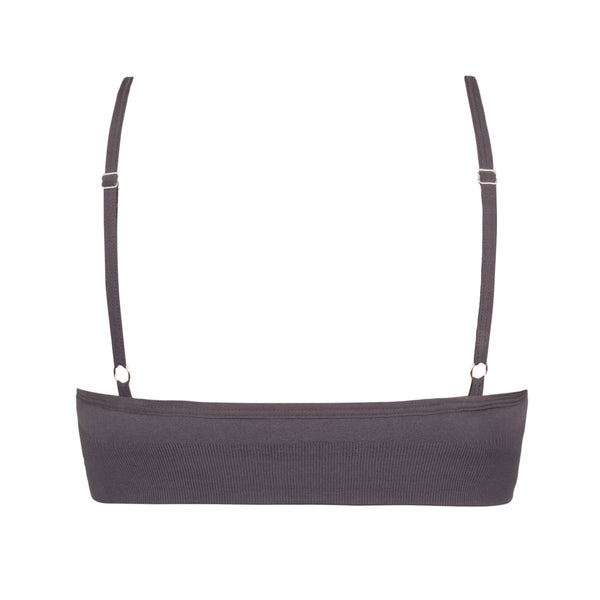 back of large grey bralette