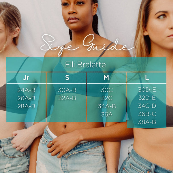 Non Disclosure Apparel Elli Bralette Size Guide.