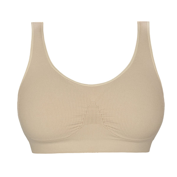Front view of Gigi Nude Seamless Wireless Bralette by Non Disclosure Apparel.