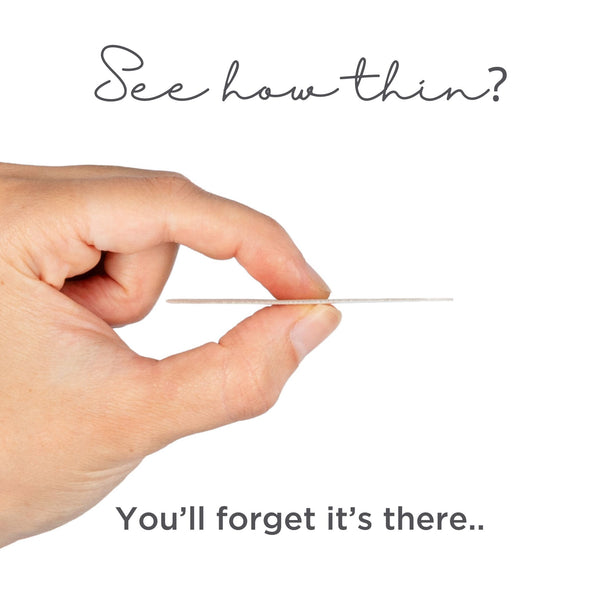 Thin invisible nipple cover held in hand - comfortable permanent solution to hide nipples in bras without foam padding