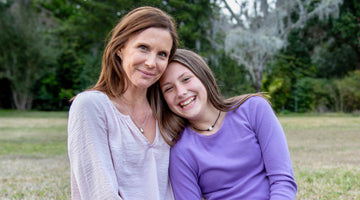 Back-To-School Bralettes mother and daughter smiling and sitting beside each other