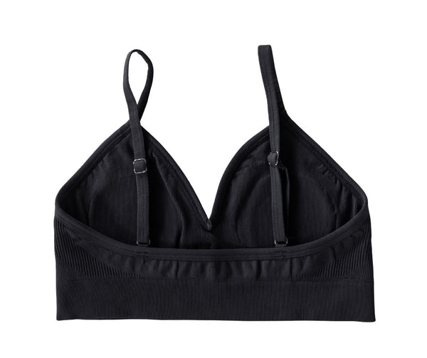 back view large jetty black color nipple concealing bralette