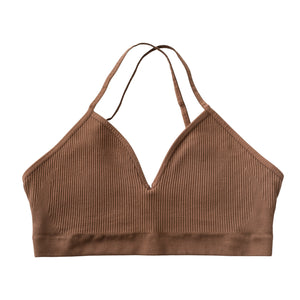 praline color - racerback - front view - nipple concealing bralette
