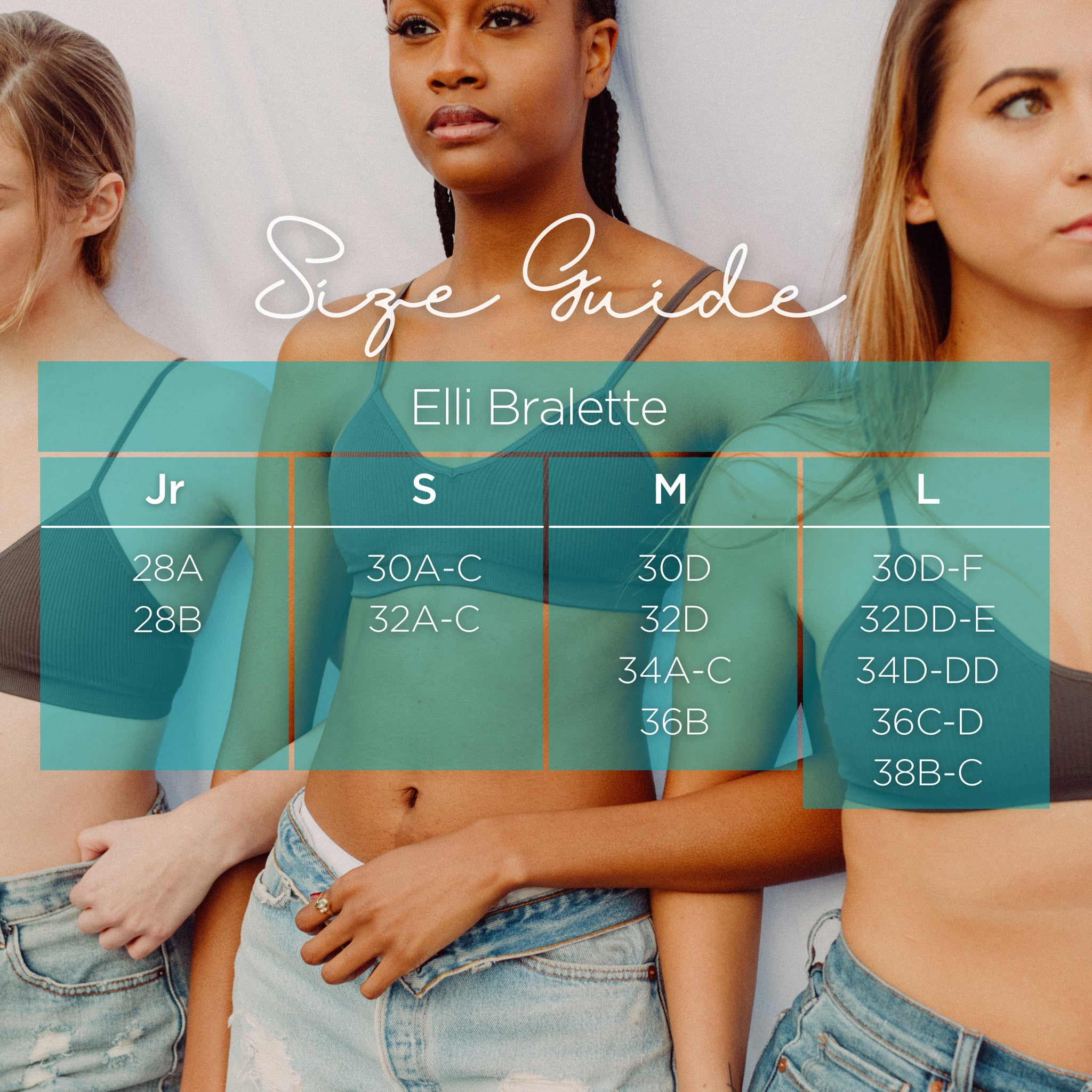 Bralette Size Chart Non Disclosure Apparel